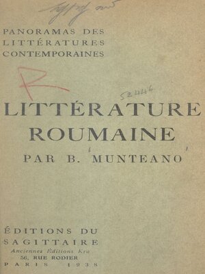 cover image of Panorama de la littérature roumaine contemporaine